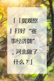 「冀观察」打好“赛事经济牌”，河北做了什么？