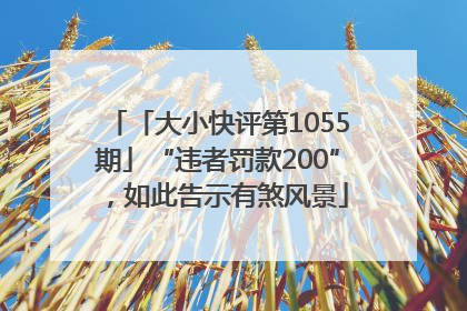 「大小快评第1055期」“违者罚款200”，如此告示有煞风景