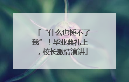 “什么也锤不了我”！毕业典礼上，校长激情演讲
