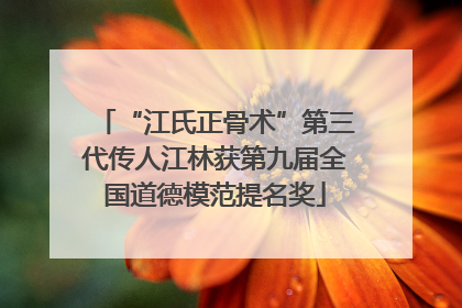 “江氏正骨术”第三代传人江林获第九届全国道德模范提名奖