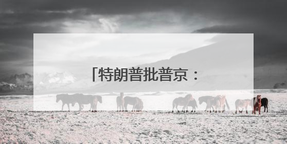 特朗普批普京：这是在玩火！
