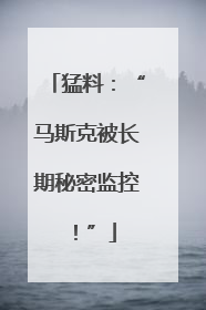 猛料：“马斯克被长期秘密监控！”