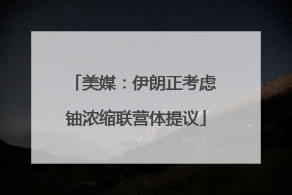 美媒：伊朗正考虑铀浓缩联营体提议