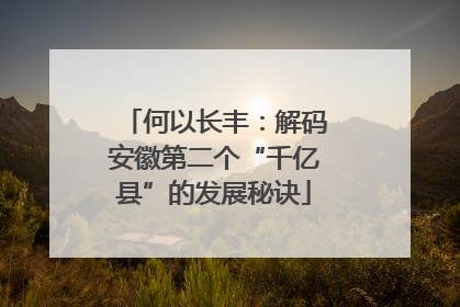 何以长丰：解码安徽第二个“千亿县”的发展秘诀