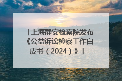 上海静安检察院发布《公益诉讼检察工作白皮书（2024）》