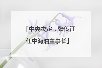 中央决定：张传江任中海油董事长