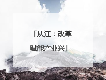 从江：改革赋能产业兴