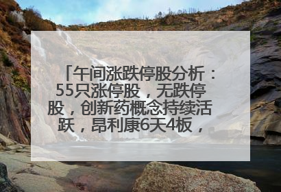 午间涨跌停股分析：55只涨停股，无跌停股，创新药概念持续活跃，昂利康6天4板，众生药业2连板