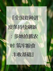 全国夏种进度条持续刷新：多地抢抓农时 筑牢粮食丰收基础