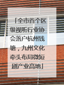 全市首个区级视听行业协会落户杭州钱塘，九州文化牵头布局微短剧产业高地