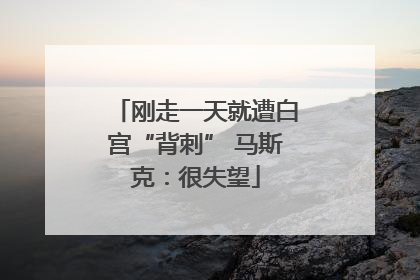 刚走一天就遭白宫“背刺” 马斯克：很失望