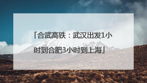 合武高铁：武汉出发1小时到合肥3小时到上海