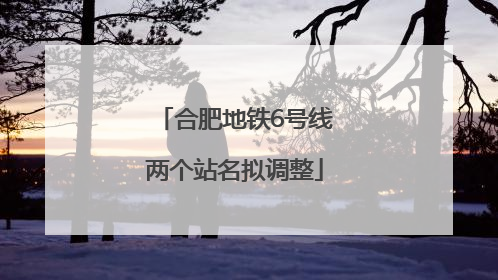 合肥地铁6号线两个站名拟调整
