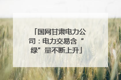 国网甘肃电力公司：电力交易含“绿”量不断上升