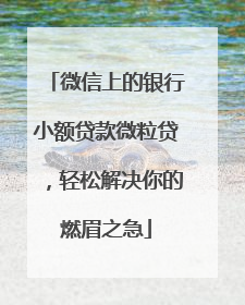 微信上的银行小额贷款微粒贷，轻松解决你的燃眉之急