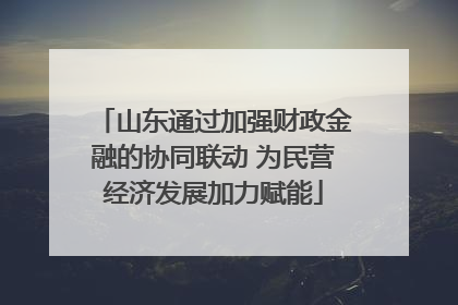 山东通过加强财政金融的协同联动 为民营经济发展加力赋能