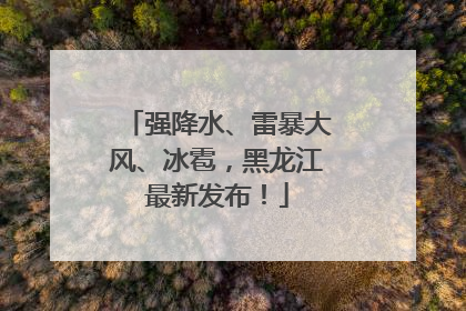 强降水、雷暴大风、冰雹，黑龙江最新发布！