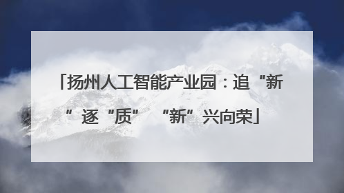 扬州人工智能产业园：追“新”逐“质” “新”兴向荣