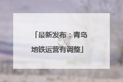 最新发布：青岛地铁运营有调整