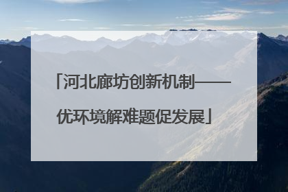 河北廊坊创新机制——优环境解难题促发展