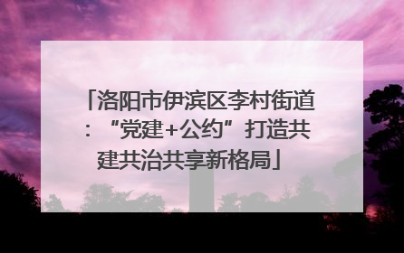 洛阳市伊滨区李村街道：“党建+公约”打造共建共治共享新格局