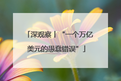 深观察丨“一个万亿美元的愚蠢错误”