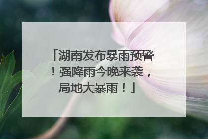 湖南发布暴雨预警！强降雨今晚来袭，局地大暴雨！