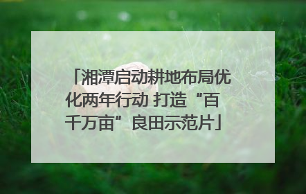 湘潭启动耕地布局优化两年行动 打造“百千万亩”良田示范片
