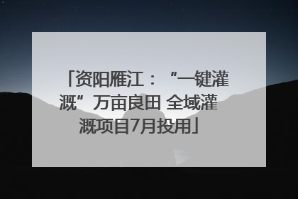 资阳雁江：“一键灌溉”万亩良田 全域灌溉项目7月投用