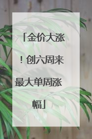 金价大涨！创六周来最大单周涨幅