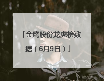 金鹰股份龙虎榜数据（6月9日）