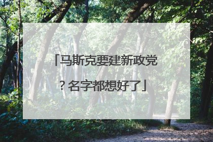 马斯克要建新政党？名字都想好了