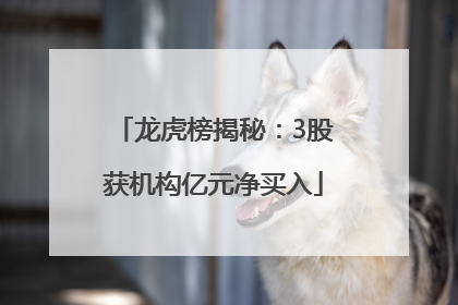 龙虎榜揭秘：3股获机构亿元净买入