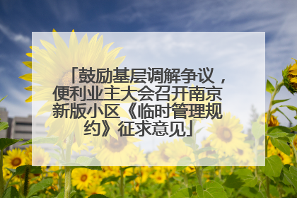 鼓励基层调解争议，便利业主大会召开南京新版小区《临时管理规约》征求意见